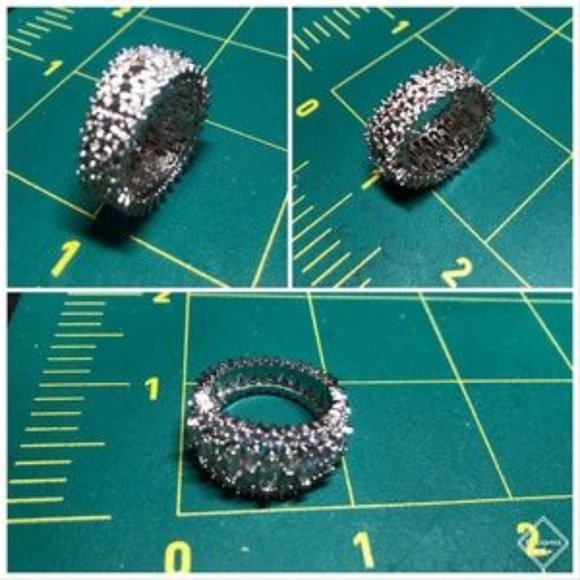 White Sapphire Gemstones in Silver Overlay Band - Picture 4 of 4